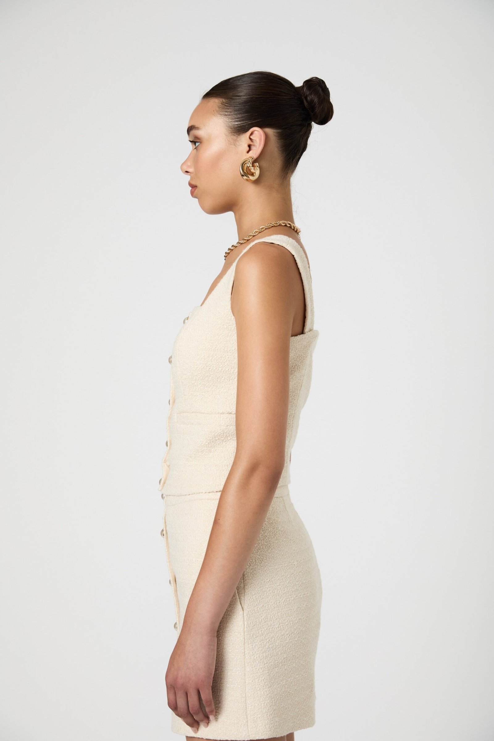 Structured Tweed Button Front Top - Image 5