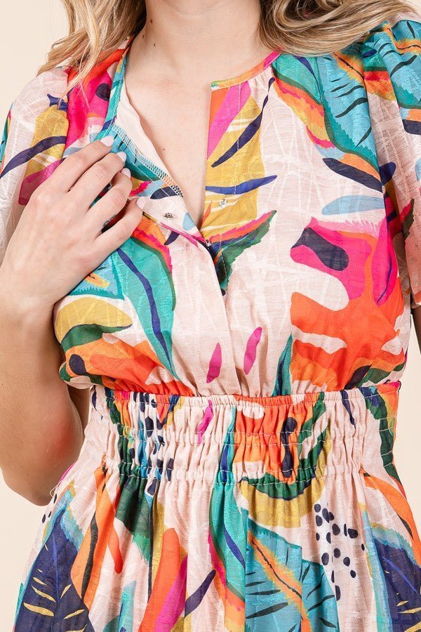 Lime 'N' Chili Abstract Print Mini Dress in Fuchsia Combo - Image 3